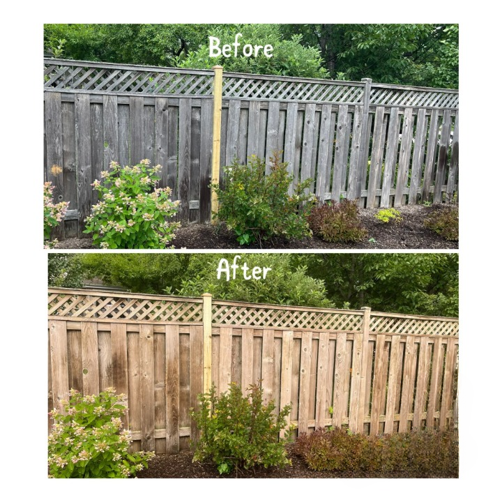 Before and after fence restoration - Deerfield