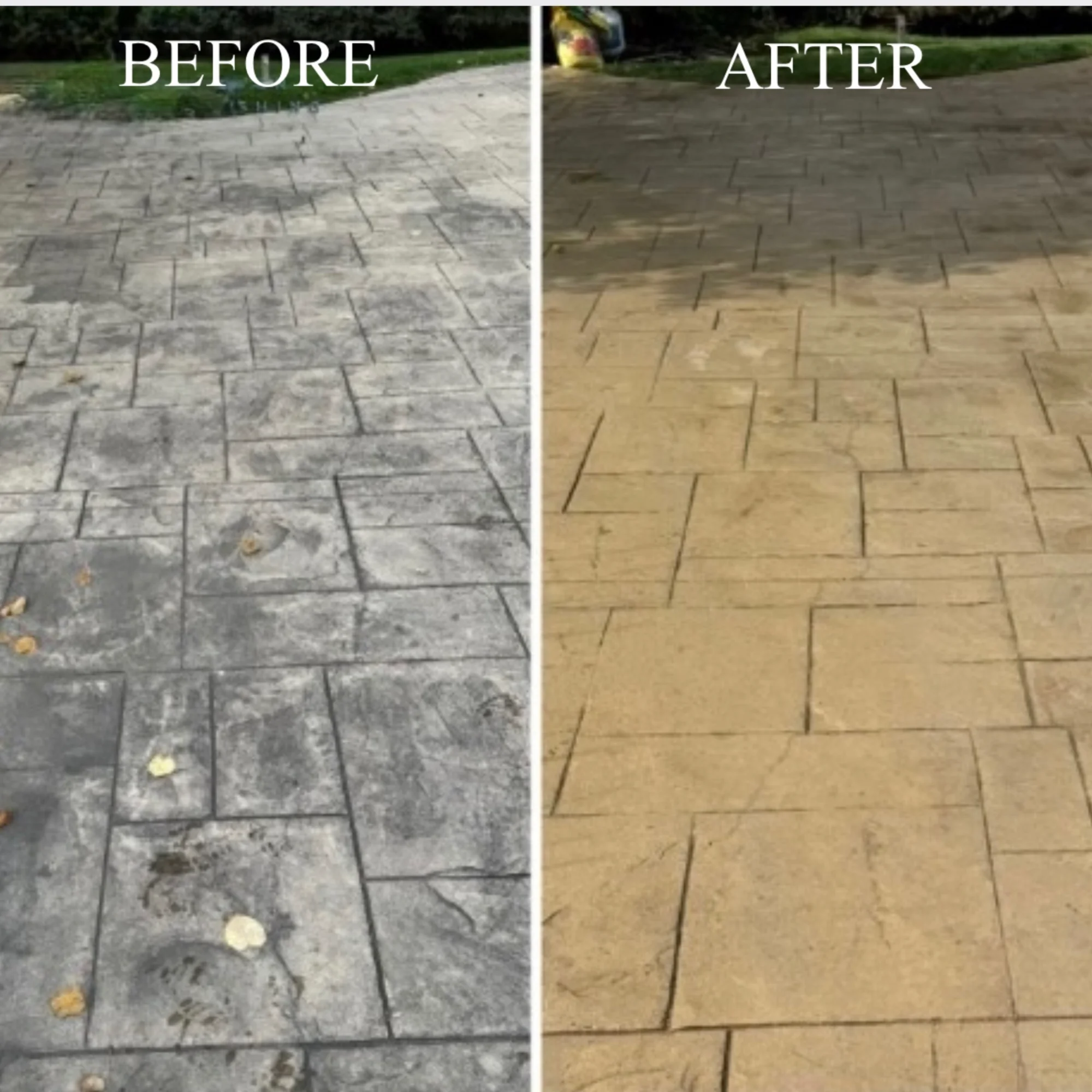 Before and after paver patio cleaning - Northbrook