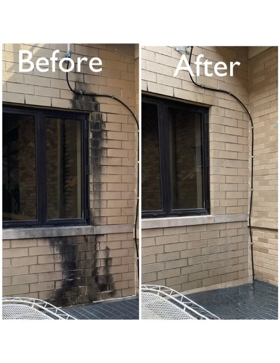 Before and after exterior stain removal